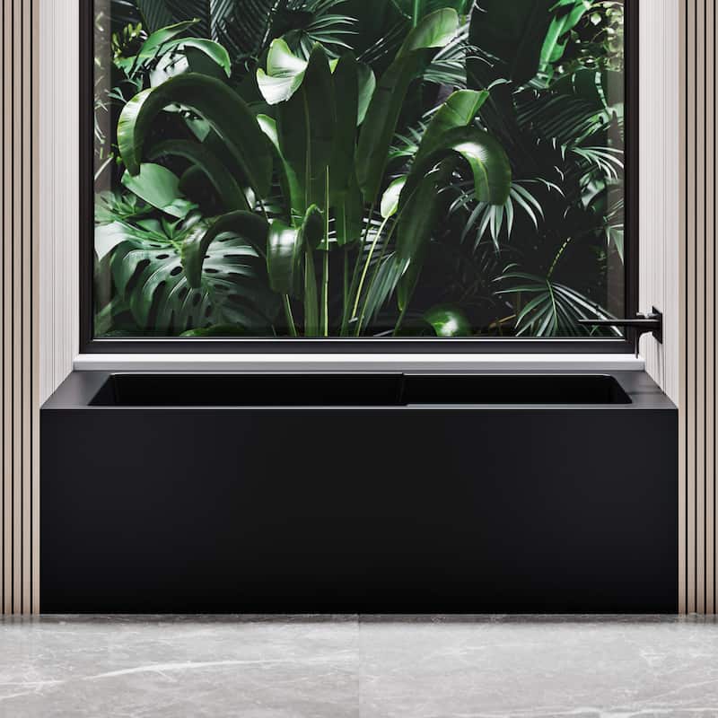 Swiss Madison Voltaire, Acrylic White, Alcove, Integral Armrest, Bathtub with Apron - 54x30 Right - Black