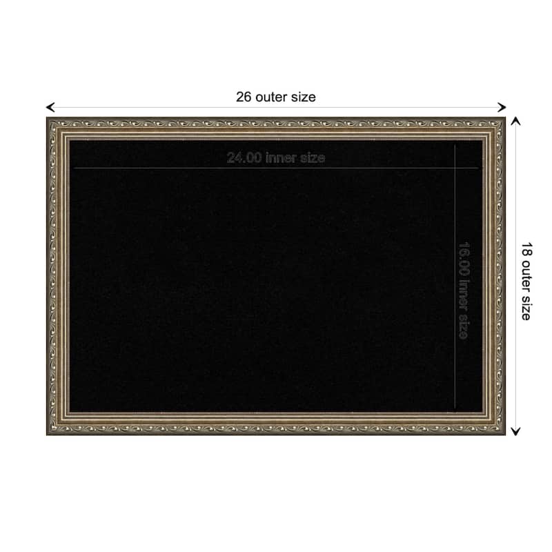 Parisian Silver Wood Framed Black Corkboard Bulletin Board - Board Size 24x16
