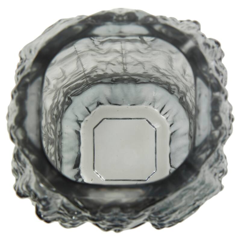 Gray Glass Handmade Dimensional Textured Square or Rectangular Ombre Vase