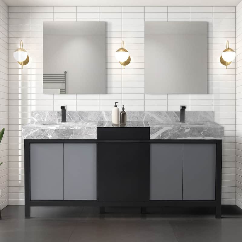 Lexora Zilara Bathroom Vanity in Black and Grey With Contertop - 72"X22"X34"