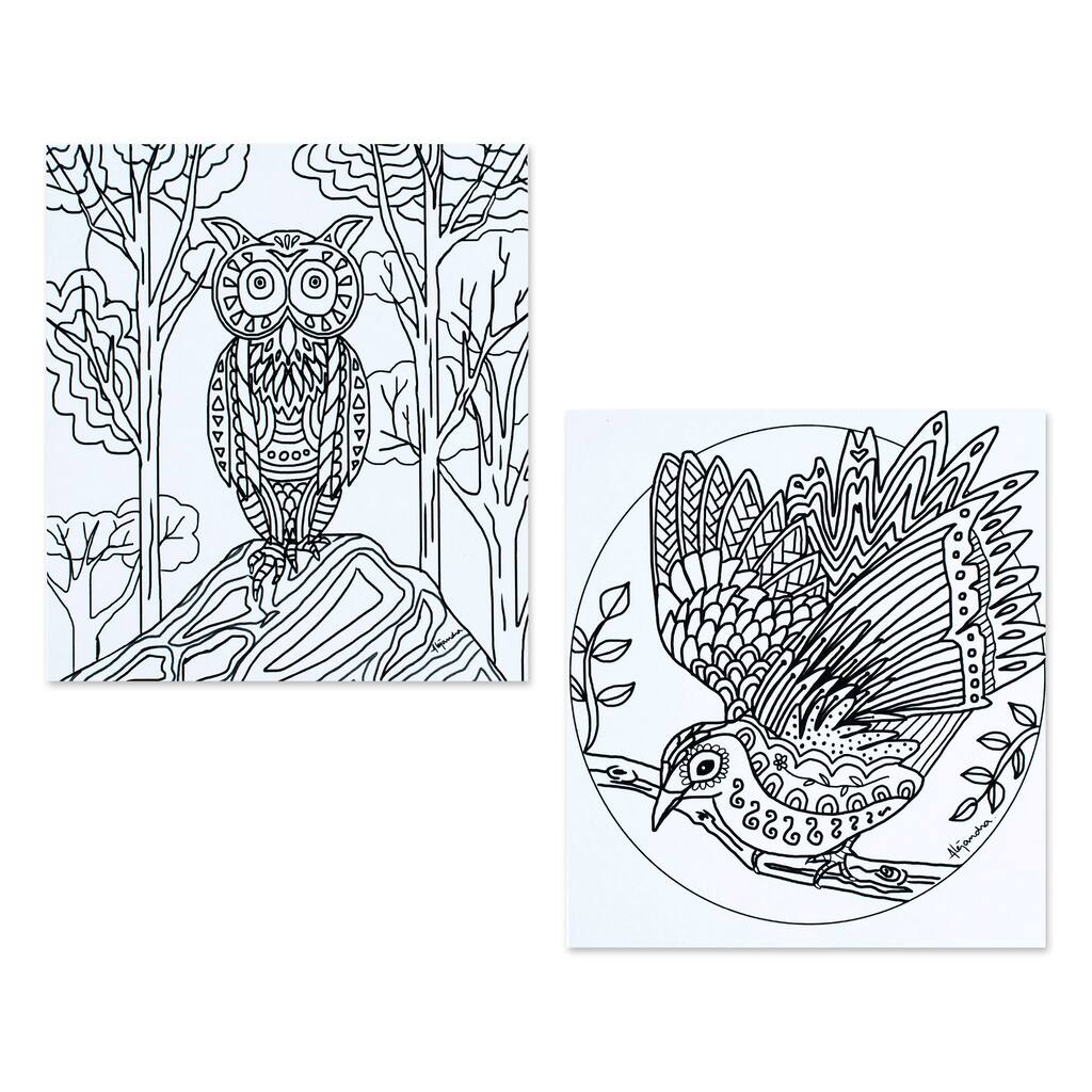 Novica Handmade Bird Enchantment Coloring Postcards (Pair)