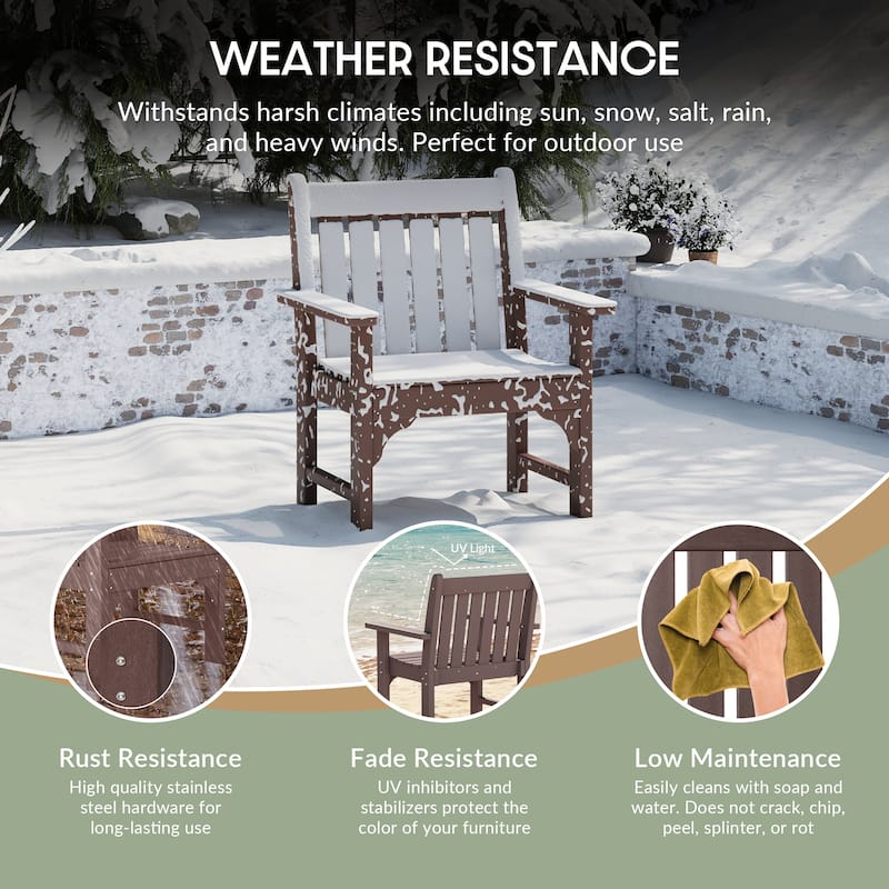 Polytrends Laguna Outdoor Patio 3-Piece Garden Arm Chair Conversation Set With Side Table