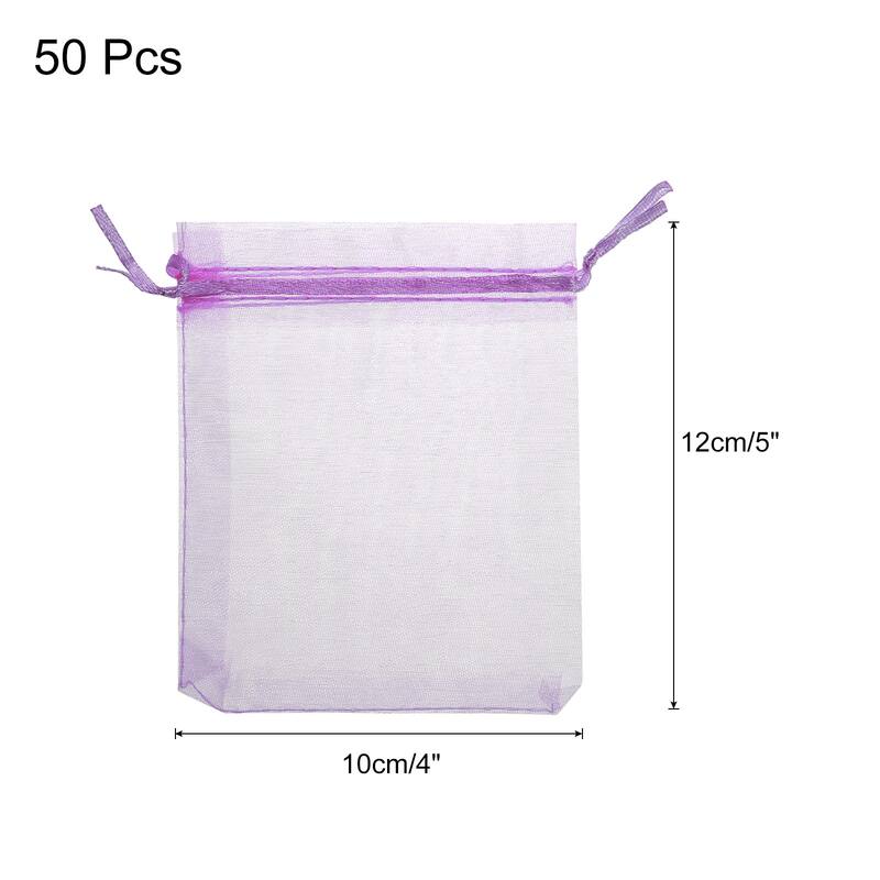 50pcs Organza Bags Drawstring Favor Pouches Sheer Mesh Bag for Wedding