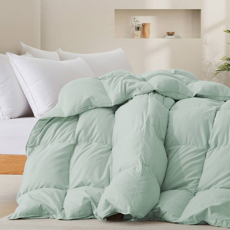 All-Season Medium Warmth White Goose Down Comforter with Premium Fabric