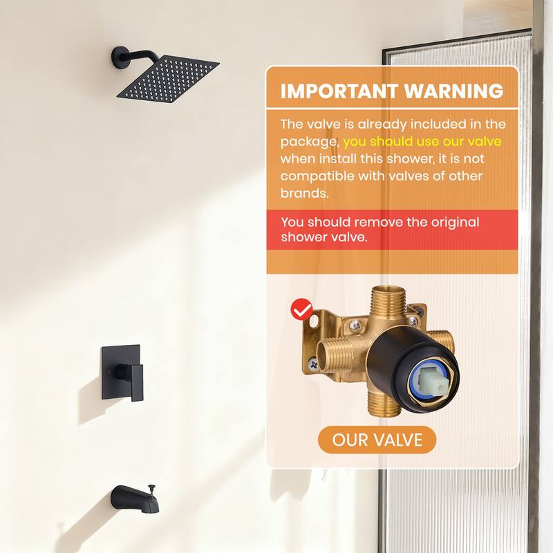 8-Inch Brushed Wall-Mounted Shower System with Rainfall Showerhead and Zinc Alloy Handle