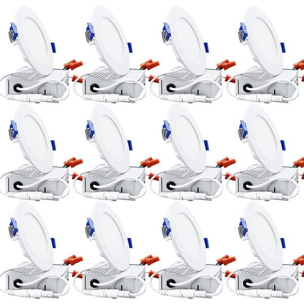 VOLISUN 12-Pack 4 Inch 10W Ultra-Thin LED Recessed Lights – 5CCT Selectable, With Junction Box