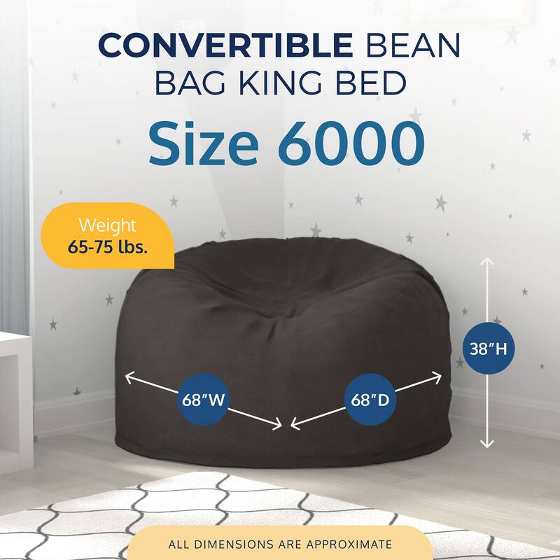 Ultimate Sack 6ft Bean Bag Chair and Footstool, Oversized Lounger, Grey Suede