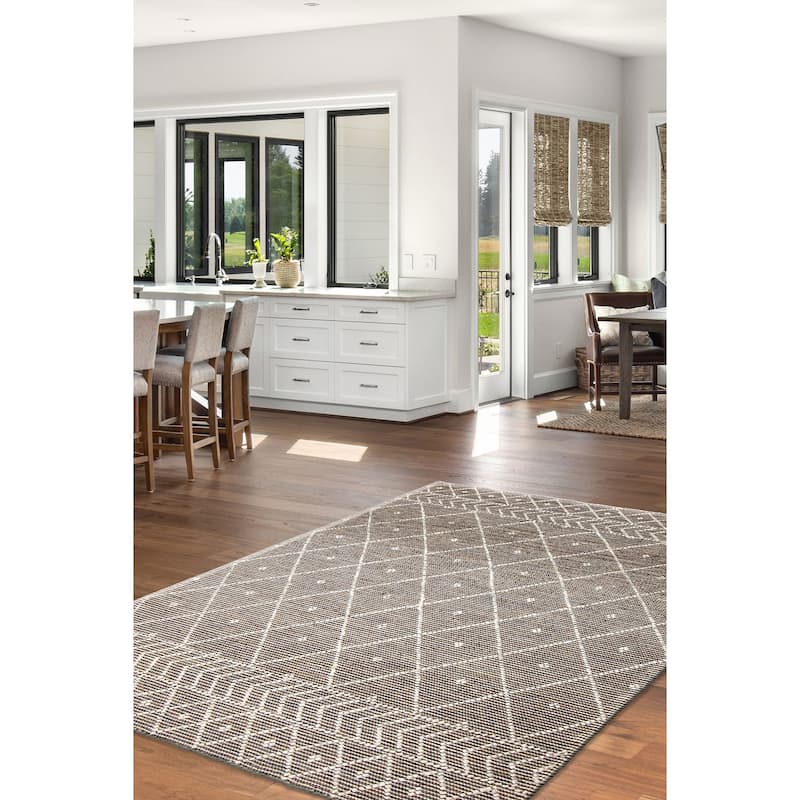 ECARPETGALLERY Braid weave Sienna Grey Wool Rug - 5'2 x 7'6