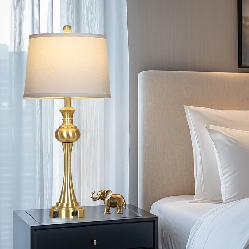 28.75'' Modern Table Lamp with USB & Type-C Charging Ports, 3-Way Touch Control(Set of 2)