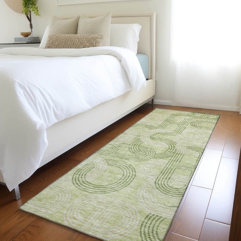 Premium Washable Super Contemporary Deco Soft Mayfield Rug - Aloe - 2'3" x 7'6"