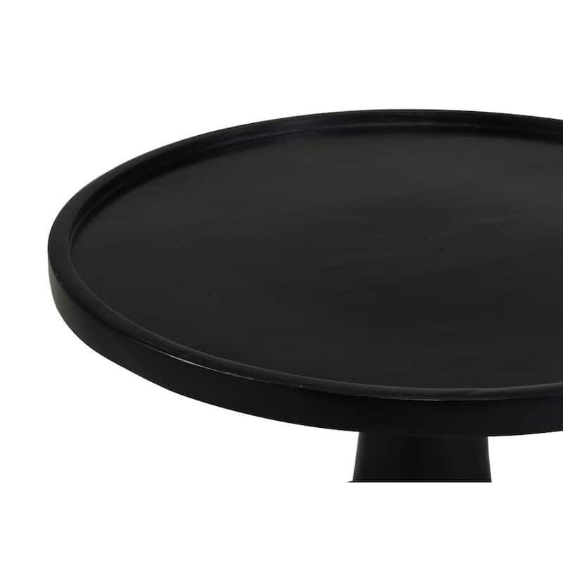 20 in. Black Round Wood End Table, Sturdy Build End Side Table for Living Rooms