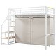 preview thumbnail 7 of 8, Twin Size Metal Loft Bed with Wardrobe and Storage Shelves, White