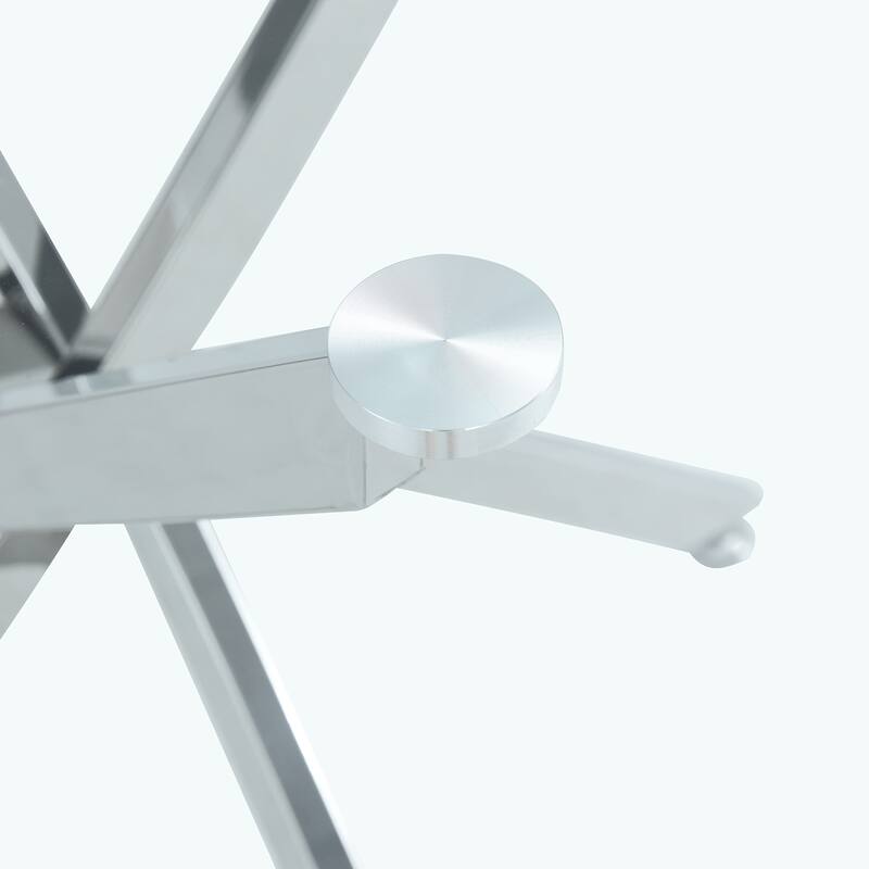 Round glass dining table suitable for 2-4 people: Modern minimalist style round transparent tempered glass table