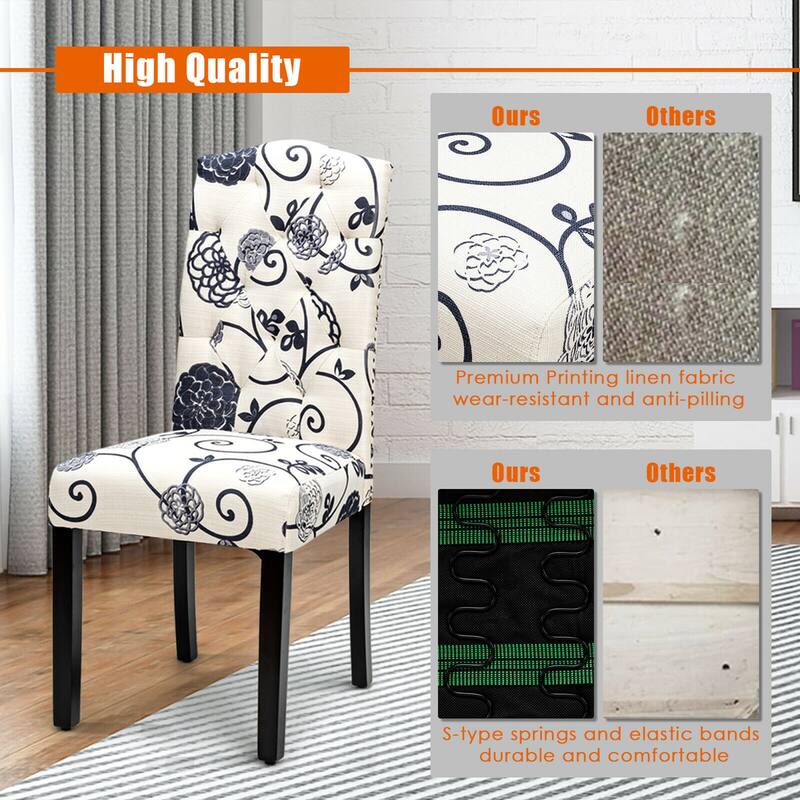 Gymax Set of 4 Tufted Dining Chair Upholstered Nailhead Trim Rubber - See Details