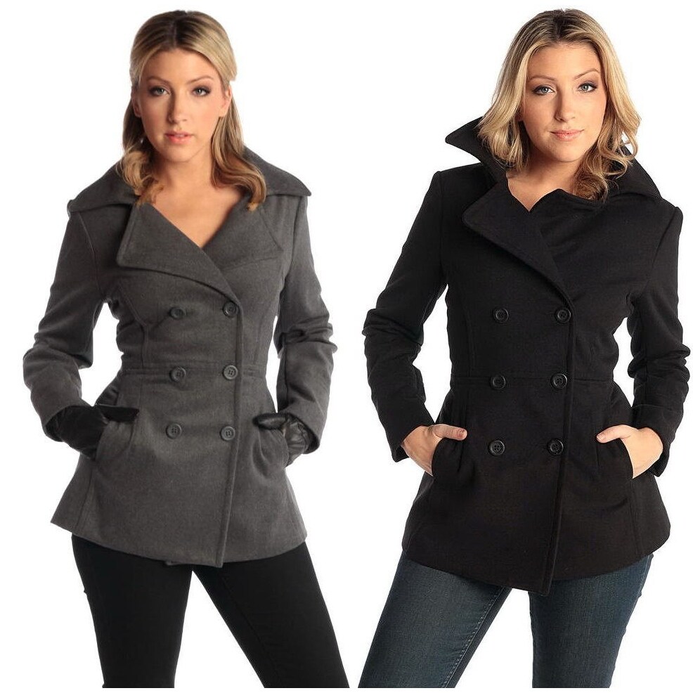 women's belted peacoat