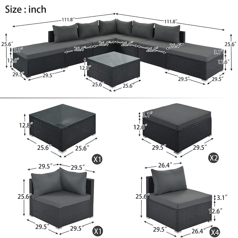 Leisure Zone 8-Piece Outdoor Patio Sectional Sofa Sets
