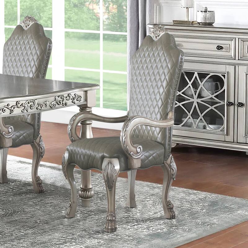 Grey and Vintage Bone White Arm Chairs (Set of 2)