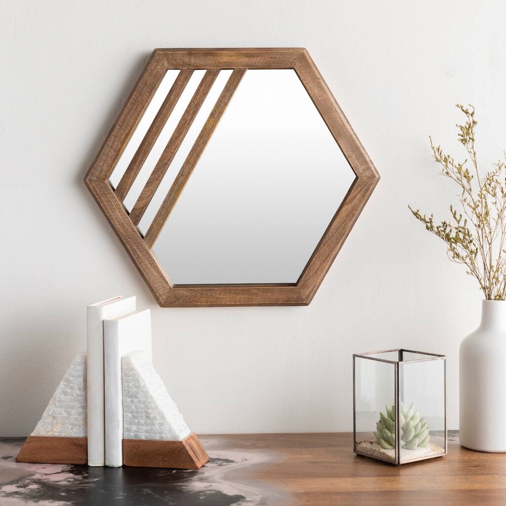 Artistic Weavers Ndeye Modern Hexagonal Wood Mirror - 16"H x 16"W