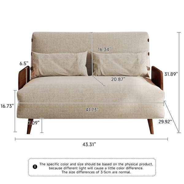 dimension image slide 13 of 22, JASIWAY Modern Upholstered Convertible Sofa Bed