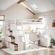 preview thumbnail 2 of 15, Impression & Beautiful Full Playhouse Loft Bed with 7 Drawers 2 Shelves and Desk, Sturdy Construction & Unique Design, White
