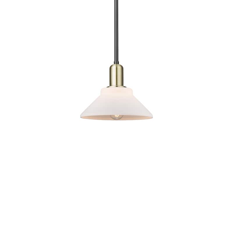 Innovations Lighting 716-1S-8-9 Orwell Pendant Orwell 9" Wide Mini - Black Antique Brass / Matte White