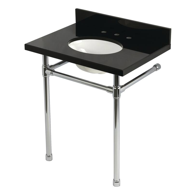 Kingston Brass KVPK30K8.ST Dreyfuss 30" Rectangular Granite, Stainless - Black Granite / Polished Chrome