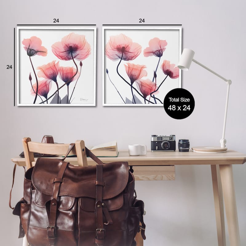 Stupell Various Faded Pink Flowers Framed Giclee Art Design By Albert Koetsier (Set of 2)