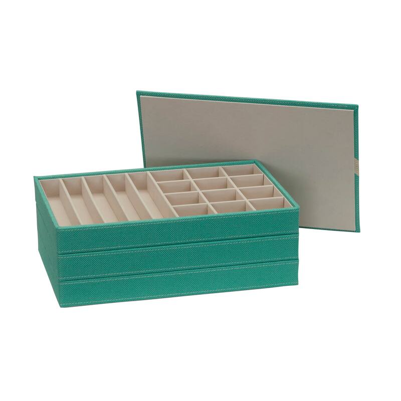Household Essentials Sturdy Chipboard 3-Tier Jewelry Tray with Polyester Linen Wrap