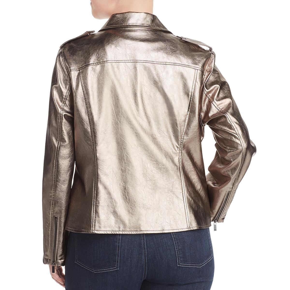Bagatelle Womens Plus Size Faux Leather Asymmetric Moto Jacket