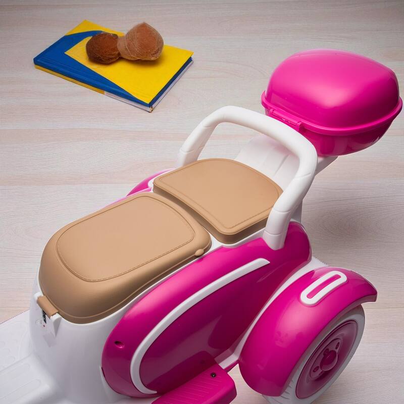 12V Two-Seater Kids Ride On Electric Motorcycle with Dual Motors, LED Headlight, Music, USB & Storage Trunk