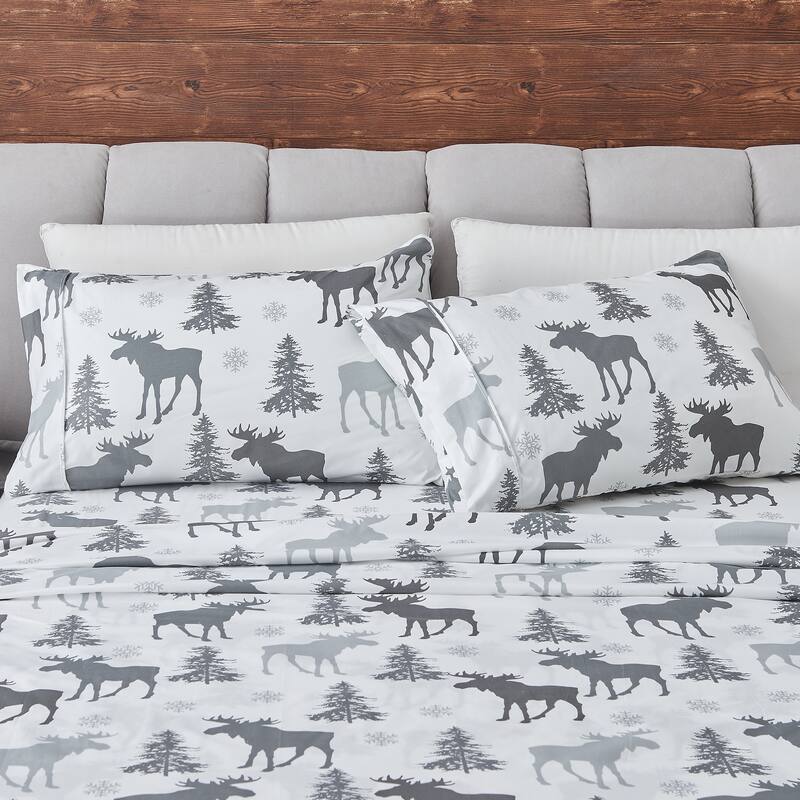 Linery & Co. Ultra-Soft Lodge-Inspired Brushed Microfiber Sheet Set - King - Moose