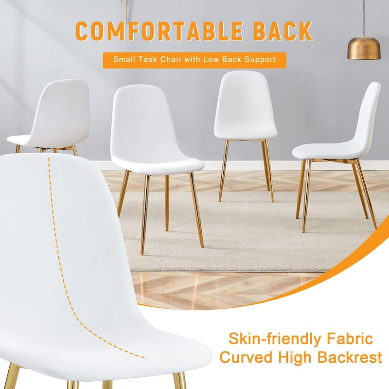 Minimalist Dining Chair Set of 4, Linen Fabric Kitchen Chair with Metal Legs Modern Armless Side Chair for Office