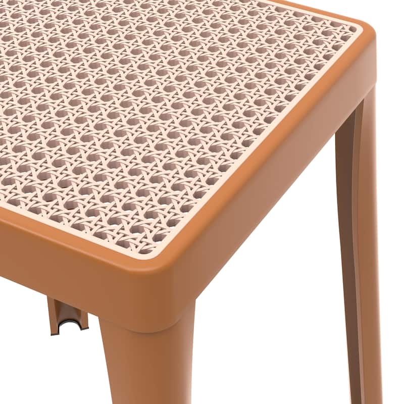 Tresse Modern Stackable Dining Stool with Wicker Seat for Dining Room, Garden, Patio, Indoor or Outdoor - No Assembly Required