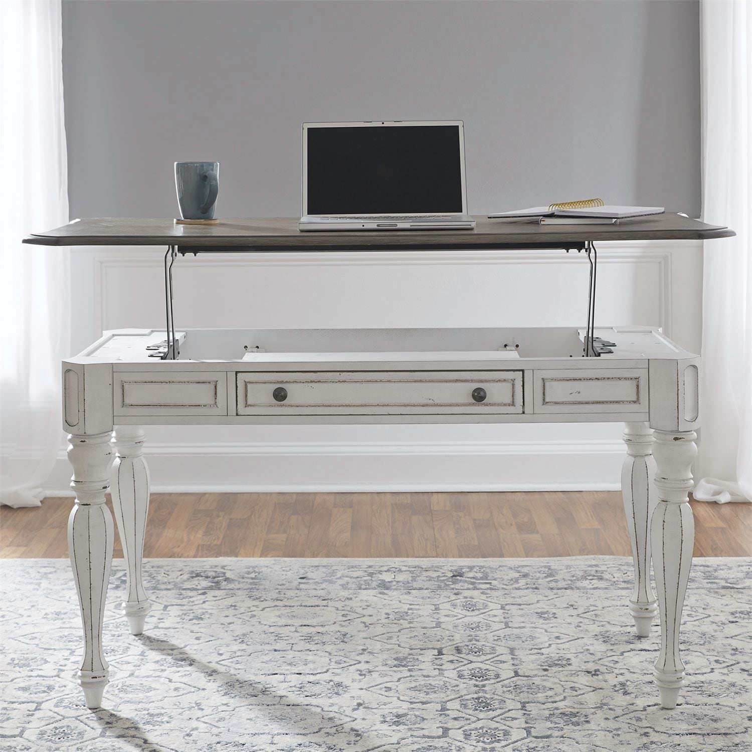 Magnolia Manor Antique White Weathered Bark Lift Top Writing Desk