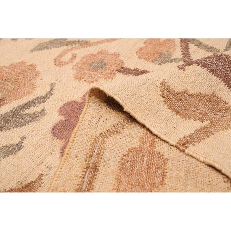 ECARPETGALLERY Flat-Weave Palas Denizli Cream Jute Kilim - 5'4 x 7'6