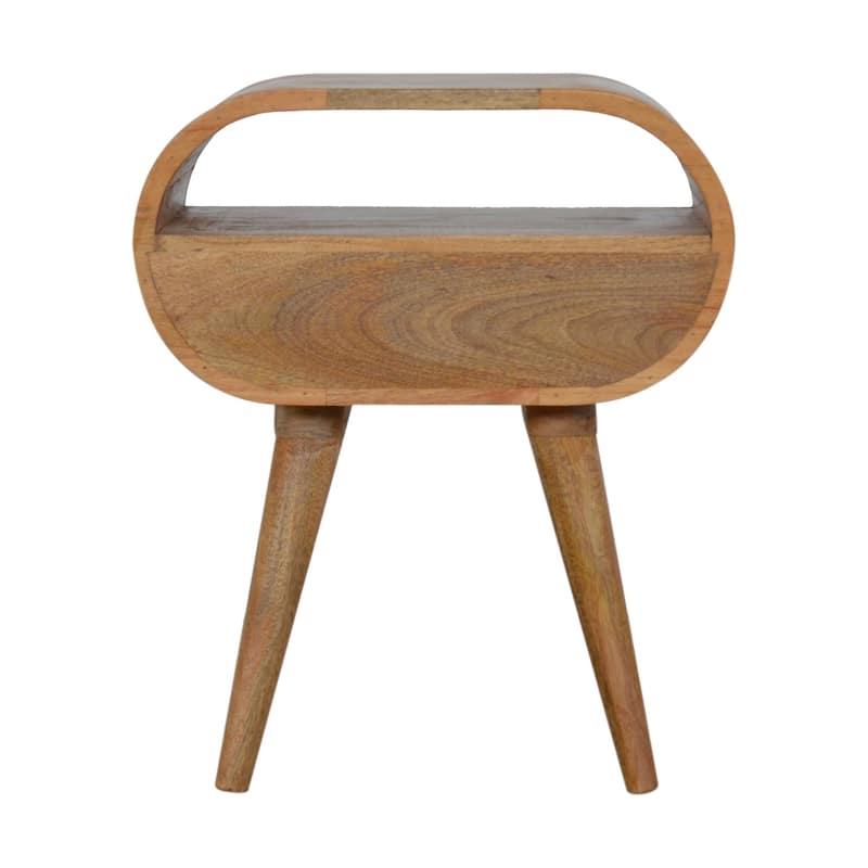 Modern Drawer Circular Open Slot Wooden Nightstand For Living Room