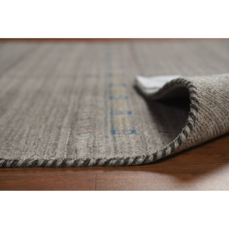 Oriental Grey Gabbeh Indian Area Rug Handmade Wool Carpet - 5'1" x 7'8"