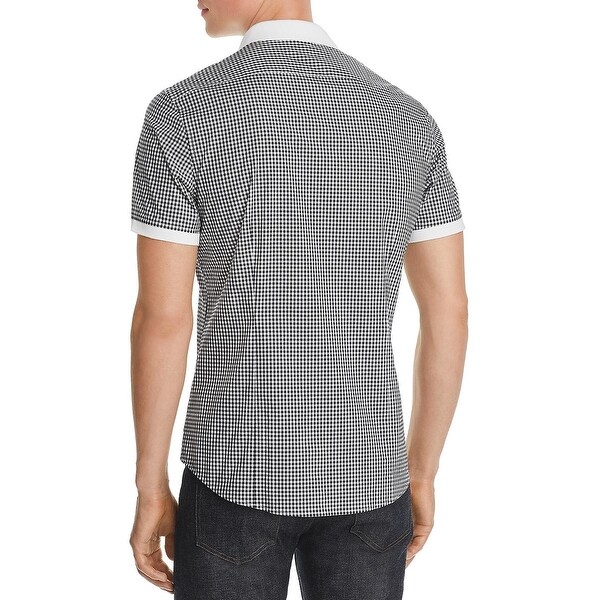 michael kors men's stretch gingham check shirt
