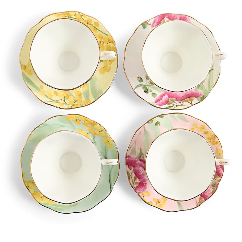 Royal Albert Miranda Kerr Australiana Teacup & Saucer, Set of 4