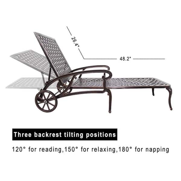 Chaise Outdoor Aluminum Wheels Lounges Chair Adjustable Reclining Patio ...