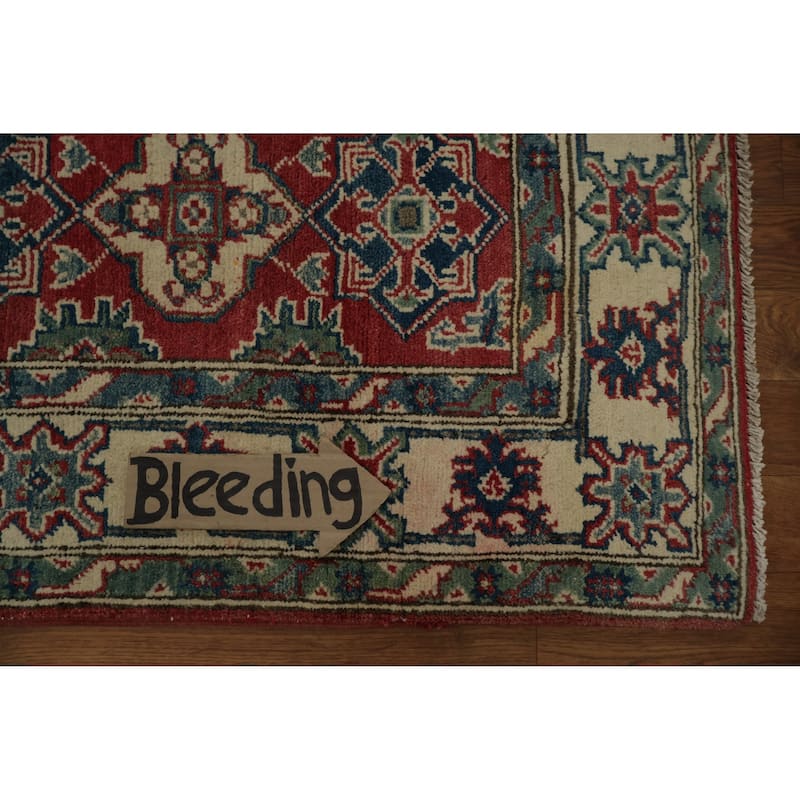 Hand Knotted Oriental 100% Wool Carpet Traditional Geometric Red Kazak Area Rug - 6' 0'' X 4' 0''