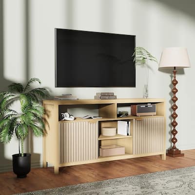 59" Modern Entertainment Center Fluted TV Stands for Living Room - N/A