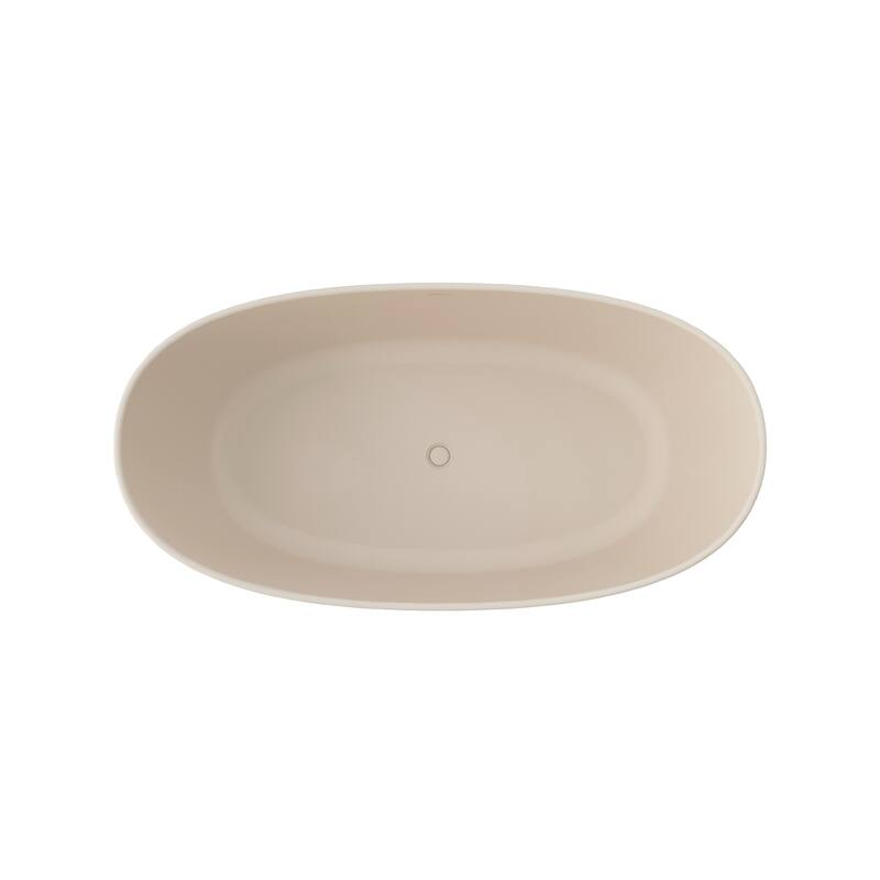 MEDUNJESS 65'' Freestanding Bathtub Solid Surface Soaking Tub