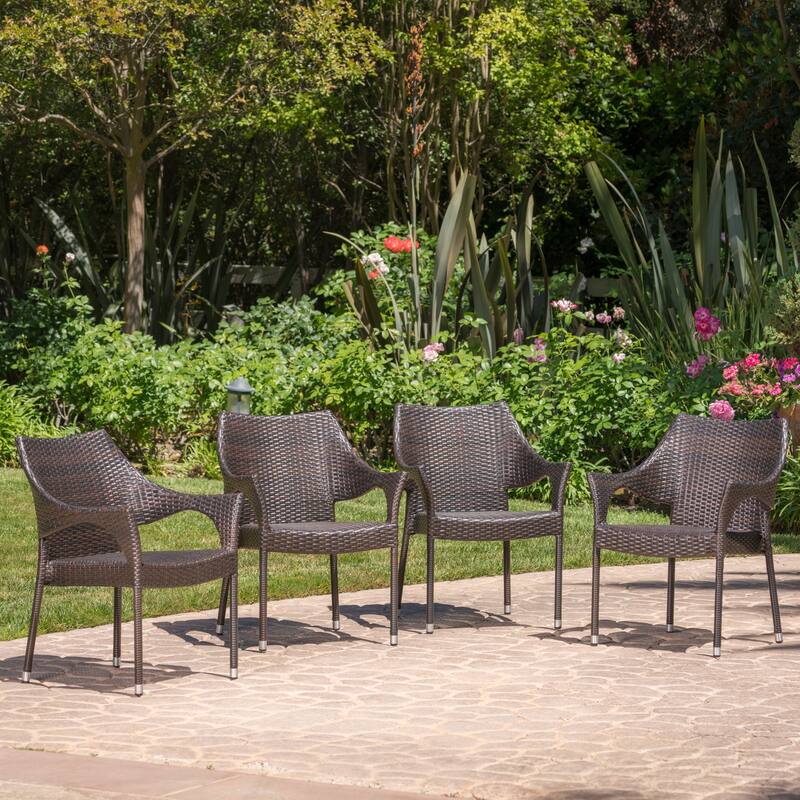 Christopher Knight Home Cliff Outdoor Wicker Chairs Set - Set of 4 - MultiBrown