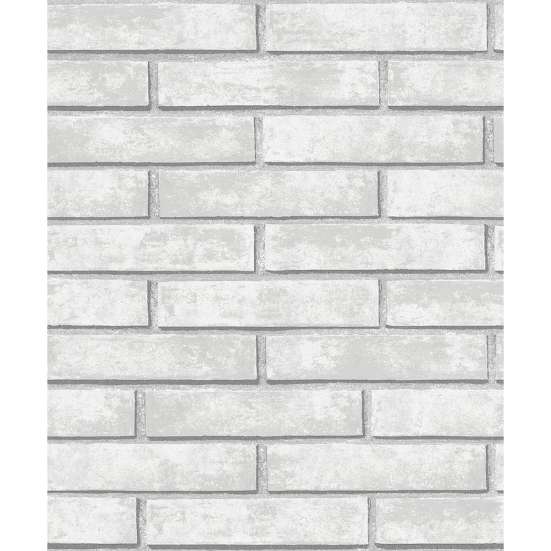 NextWall Monarch Brick Peel and Stick Wallpaper - 20.5 in. W x 18 ft. L - Calcutta Grey