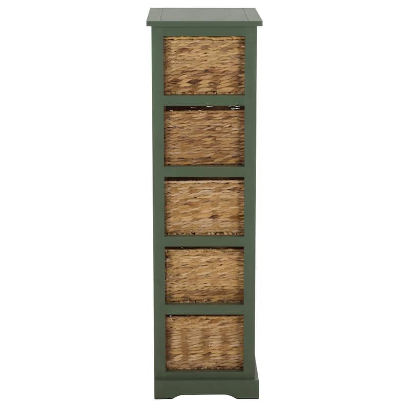 SAFAVIEH Faith Distressed Black 5-Drawer Wicker Basket Storage Tower - 17.3" x 13.4" x 46.1" - 17"W x 13"D x 46"H