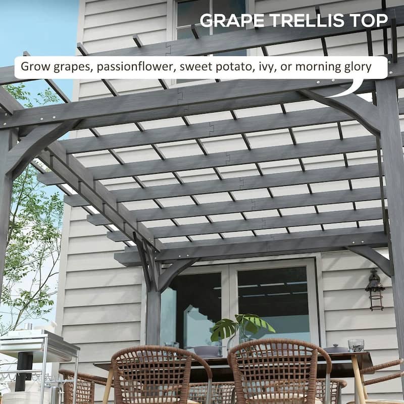 12'x10' Wooden Pergola,Outdoor Grape Gazebo for Garden,Patio,Backyard