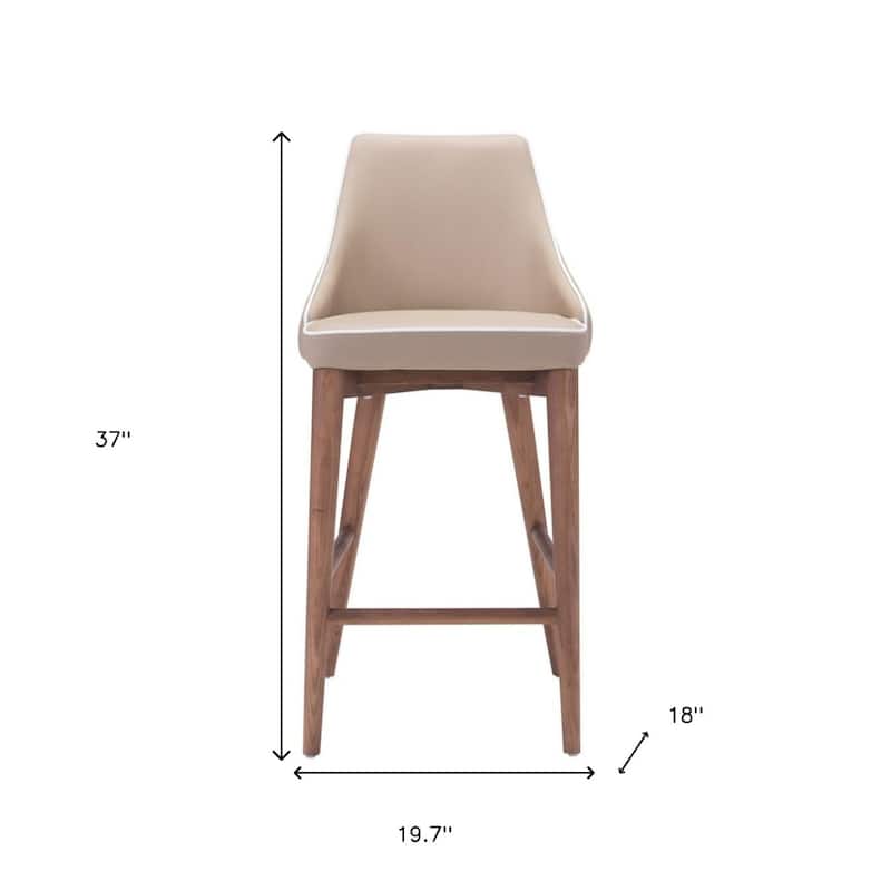 26" Modern Upholstered Counter Height Bar Stool with Solid Wood Frame and Footrest - 18"L x 19.7”W x 37"H
