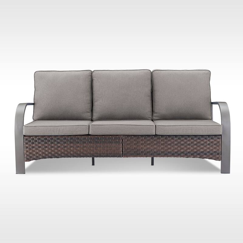 Gymojoy Industrial Style Premium Outdoor 3-Seat Rattan Sofa
