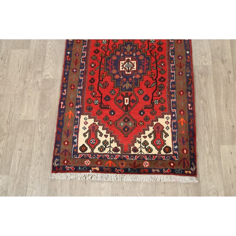 Geometric Hamedan Persian Area Rug Wool Hand-knotted Office Carpet - 3'2" x 5'2"